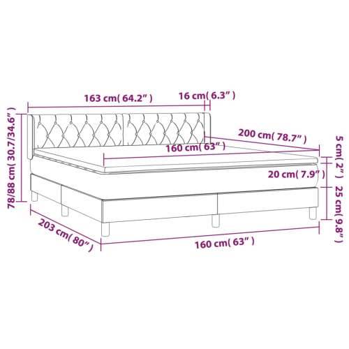 Krevet box spring s madracem svjetlosiva 160x200 cm tkanina - Svjetlosiva 160 x 200 cm Dizajn s gumbima Cijena