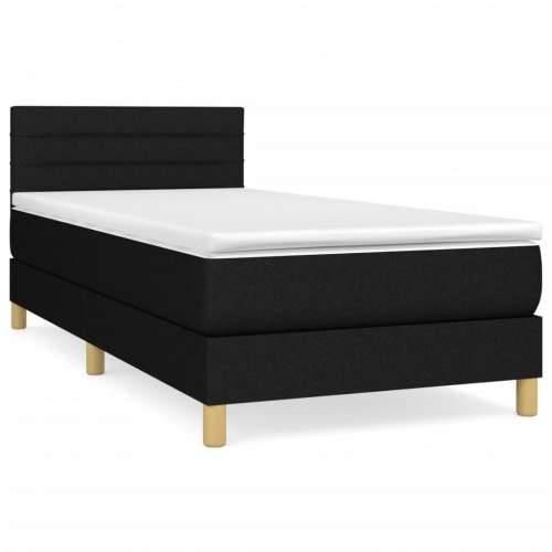 Krevet s oprugama i madracem crni 100 x 200 cm od tkanine - Crna 100 x 200 cm vodoravne pruge Cijena