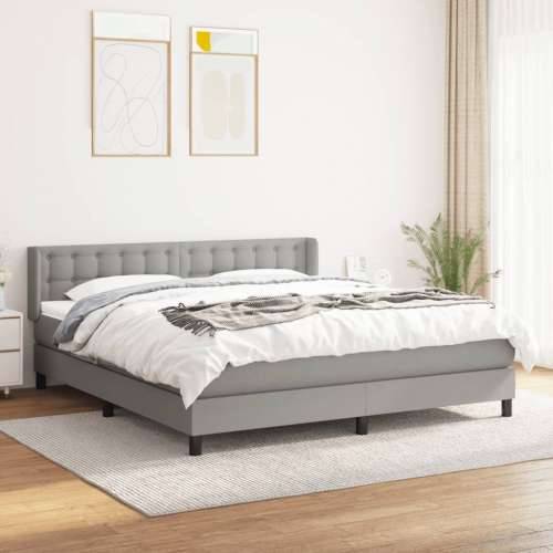 Krevet box spring s madracem svjetlosiva 160x200 cm tkanina - Svjetlosiva 160 x 200 cm gumbi Cijena