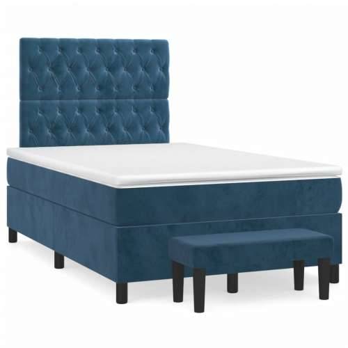 Box spring krevet s madracem tamnoplavi 120 x 200 cm baršunasti - Tamno plava 120 x 200 cm Dizajn s gumbima Cijena