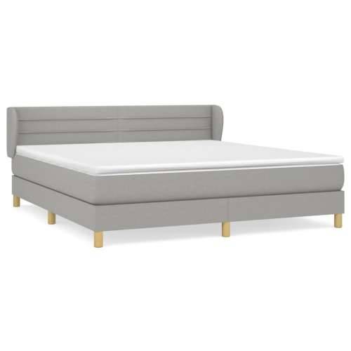Krevet box spring s madracem svjetlosiva 160x200 cm tkanina - Svjetlosiva 160 x 200 cm vodoravne pruge Cijena