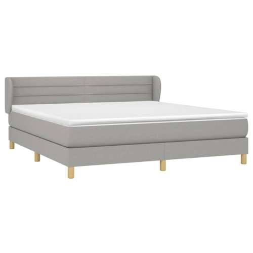 Krevet box spring s madracem svjetlosiva 160x200 cm tkanina - Svjetlosiva 160 x 200 cm vodoravne pruge Cijena