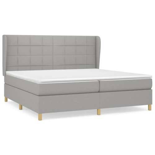 Krevet s oprugama i madracem svjetlosivi 200 x 200cm od tkanine - Svjetlosiva 200 x 200 cm Blok s kvadratima Cijena