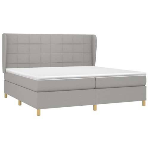 Krevet s oprugama i madracem svjetlosivi 200 x 200cm od tkanine - Svjetlosiva 200 x 200 cm Blok s kvadratima Cijena