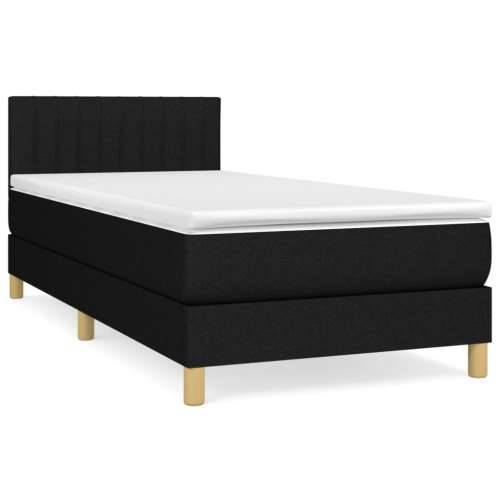 Krevet s oprugama i madracem crni 100 x 200 cm od tkanine - Crna 100 x 200 cm Okomite pruge Cijena