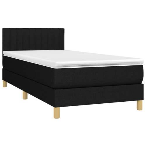Krevet s oprugama i madracem crni 100 x 200 cm od tkanine - Crna 100 x 200 cm Okomite pruge Cijena
