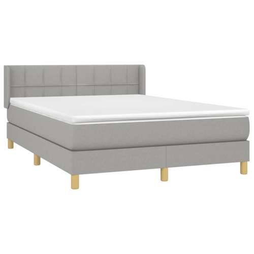 Krevet box spring s madracem svjetlosivi 140x200 cm od tkanine - Svjetlosiva 140 x 200 cm Blok s kvadratima Cijena
