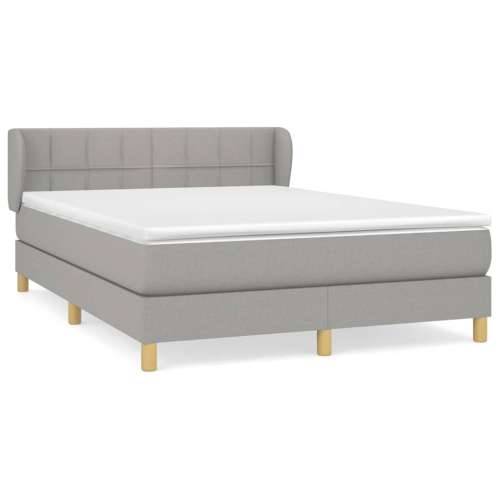 Krevet box spring s madracem svjetlosivi 140x200 cm od tkanine - Svjetlosiva 140 x 200 cm Blok s kvadratima Cijena