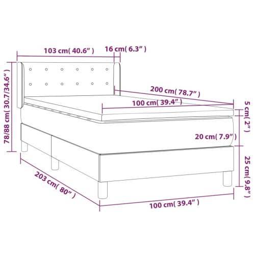 Krevet s oprugama i madracem plavi 100 x 200 cm od tkanine Plava 100 x 200 cm gumbi Cijena
