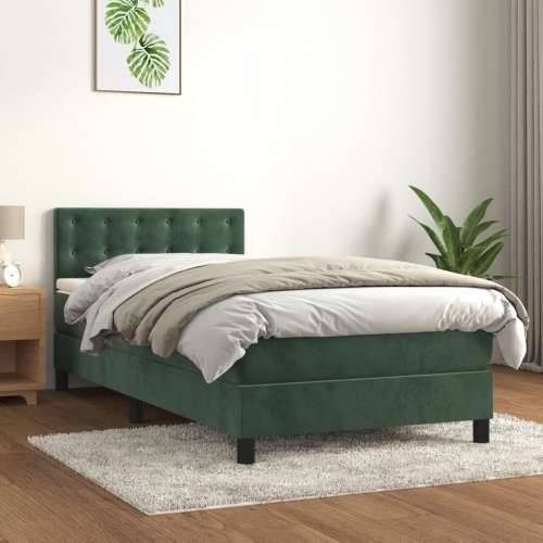 Box spring krevet s madracem tamnozeleni 100x200 cm baršunasti - Tamnozelena 100 x 200 cm gumbi Cijena