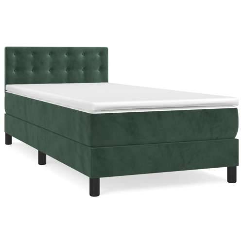 Box spring krevet s madracem tamnozeleni 100x200 cm baršunasti - Tamnozelena 100 x 200 cm gumbi Cijena