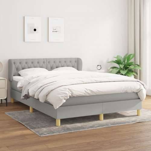 Krevet box spring s madracem svjetlosivi 140x200 cm od tkanine - Svjetlosiva 140 x 200 cm Dizajn s gumbima Cijena