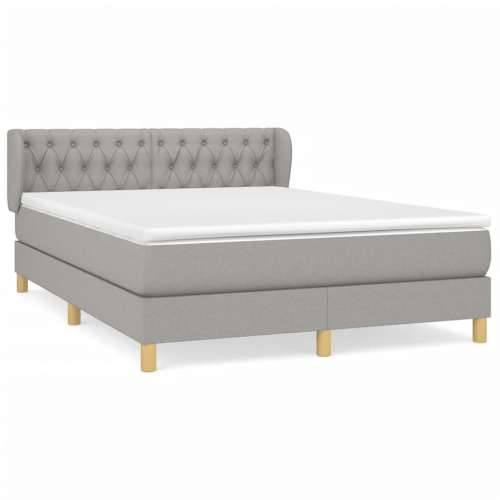 Krevet box spring s madracem svjetlosivi 140x200 cm od tkanine - Svjetlosiva 140 x 200 cm Dizajn s gumbima Cijena