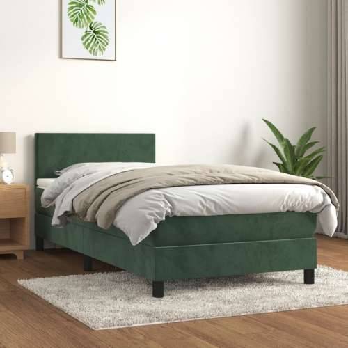 Box spring krevet s madracem tamnozeleni 100x200 cm baršunasti - Tamnozelena 100 x 200 cm Gladak dizajn Cijena