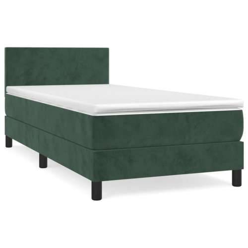Box spring krevet s madracem tamnozeleni 100x200 cm baršunasti - Tamnozelena 100 x 200 cm Gladak dizajn Cijena