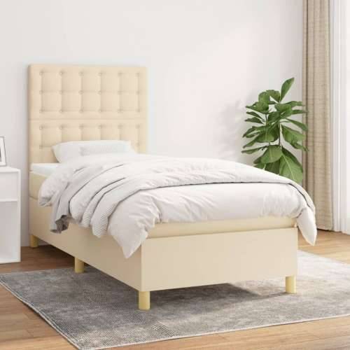 Krevet s oprugama i madracem krem 100 x 200 cm od tkanine - Krema 100 x 200 cm gumbi Cijena