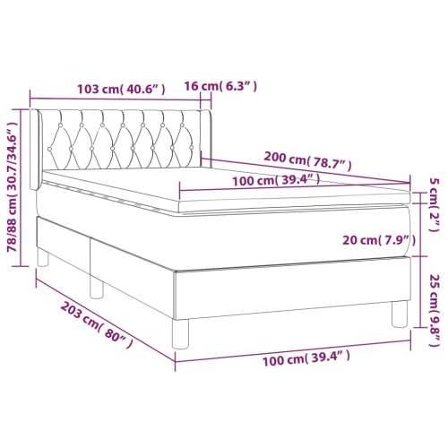 Krevet s oprugama i madracem plavi 100 x 200 cm od tkanine - Plava 100 x 200 cm Dizajn s gumbima Cijena
