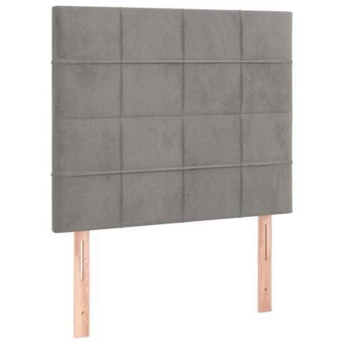 Box spring krevet s madracem svjetlosivi 80 x 200 cm baršunasti - Svjetlosiva 80 x 200 cm Blok s kvadratima Cijena