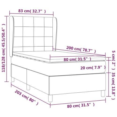 Box spring krevet s madracem svjetlosivi 80 x 200 cm baršunasti - Svjetlosiva 80 x 200 cm Blok s kvadratima Cijena