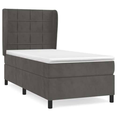 Box spring krevet s madracem tamnosivi 80 x 200 cm baršunasti - Tamno siva 80 x 200 cm Blok s kvadratima Cijena