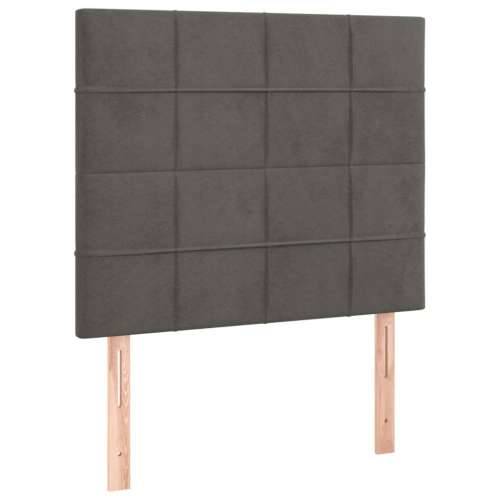 Box spring krevet s madracem tamnosivi 80 x 200 cm baršunasti - Tamno siva 80 x 200 cm Blok s kvadratima Cijena