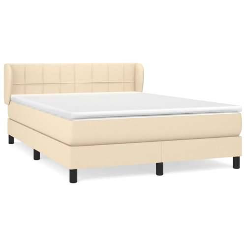 Krevet s oprugama i madracem krem 140 x 190 cm od tkanine - Krema 140 x 190 cm Blok s kvadratima Cijena