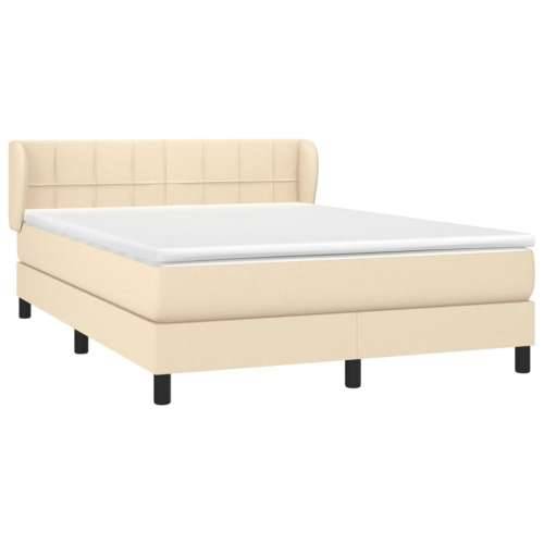 Krevet s oprugama i madracem krem 140 x 190 cm od tkanine - Krema 140 x 190 cm Blok s kvadratima Cijena