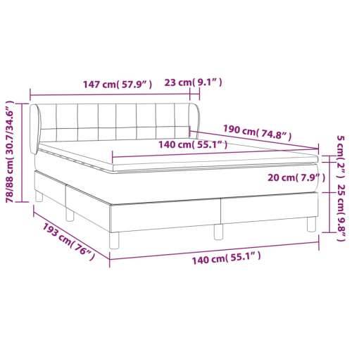 Krevet s oprugama i madracem krem 140 x 190 cm od tkanine - Krema 140 x 190 cm Blok s kvadratima Cijena