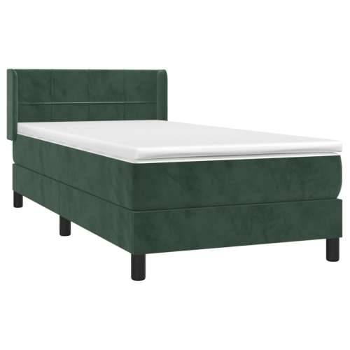 Box spring krevet s madracem tamnozeleni 100x200 cm baršunasti - Tamnozelena 100 x 200 cm Blok s kvadratima Cijena