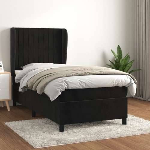 Box spring krevet s madracem crni 90x200 cm baršunasti - Crna 90 x 200 cm Okomite pruge Cijena