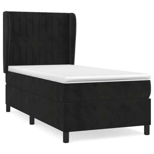 Box spring krevet s madracem crni 90x200 cm baršunasti - Crna 90 x 200 cm Okomite pruge Cijena