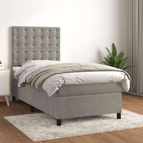 Box spring krevet s madracem svjetlosivi 80 x 200 cm baršunasti - Svjetlosiva 80 x 200 cm gumbi Cijena