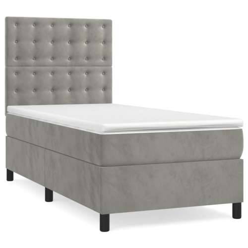 Box spring krevet s madracem svjetlosivi 80 x 200 cm baršunasti - Svjetlosiva 80 x 200 cm gumbi Cijena