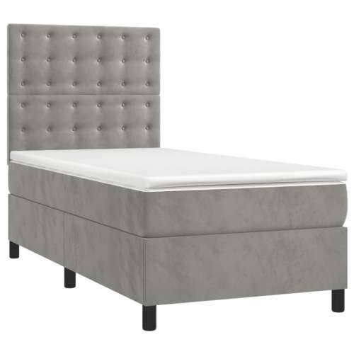 Box spring krevet s madracem svjetlosivi 80 x 200 cm baršunasti - Svjetlosiva 80 x 200 cm gumbi Cijena