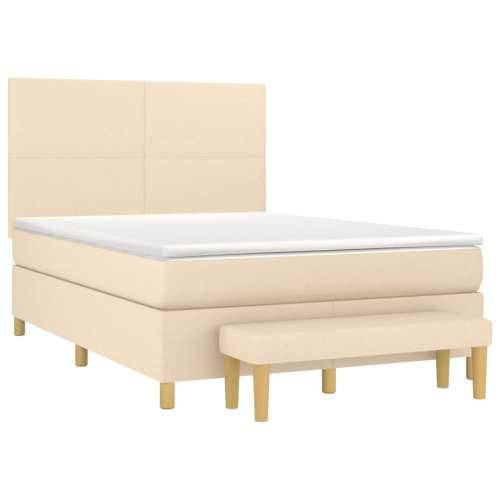 Krevet s oprugama i madracem krem 140 x 190 cm od tkanine - Krema 140 x 190 cm Gladak dizajn Cijena