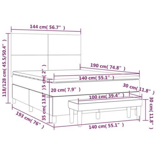Krevet s oprugama i madracem krem 140 x 190 cm od tkanine - Krema 140 x 190 cm Gladak dizajn Cijena