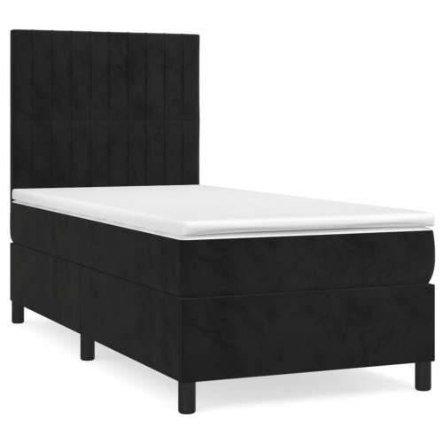 Box spring krevet s madracem crni 90x200 cm baršunasti - Crna 90 x 200 cm Okomite pruge Cijena