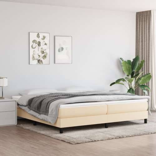 Krevet s oprugama i madracem krem 200 x 200 cm od tkanine - Krema 200 x 200 cm 25 cm Cijena