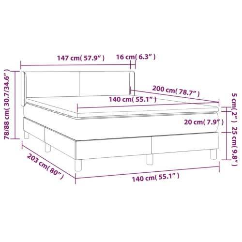 Krevet box spring s madracem svjetlosivi 140x200 cm od tkanine - Svjetlosiva 140 x 200 cm Gladak dizajn Cijena