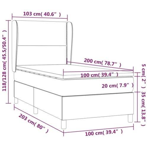 Krevet s oprugama i madracem crni 100 x 200 cm od tkanine - Crna 100 x 200 cm Obično s čavlima Cijena
