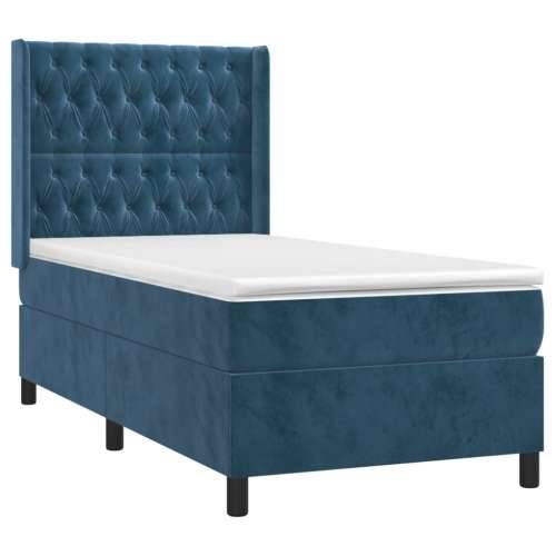 Box spring krevet s madracem tamnoplavi 90x200 cm baršunasti - Tamno plava 90 x 200 cm Dizajn s gumbima Cijena