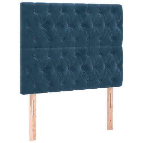 Box spring krevet s madracem tamnoplavi 90x200 cm baršunasti - Tamno plava 90 x 200 cm Dizajn s gumbima Cijena