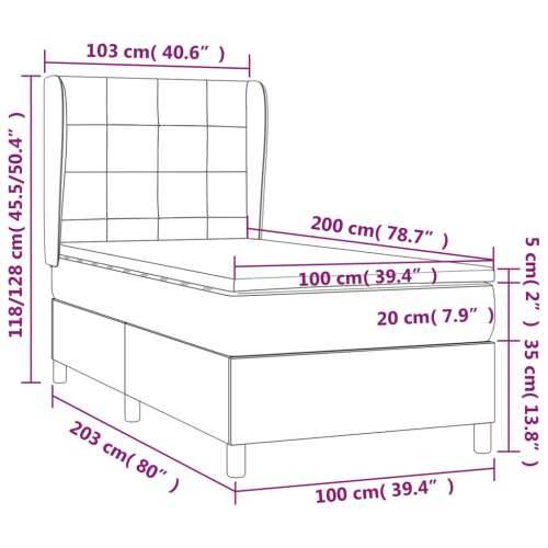 Krevet s oprugama i madracem crni 100 x 200 cm od tkanine - Crna 100 x 200 cm Blok s kvadratima Cijena
