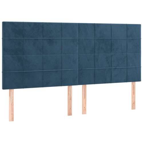 Krevet s oprugama i madracem tamnoplavi 160x200 cm baršunasti - Tamno plava 160 x 200 cm Blok s kvadratima Cijena