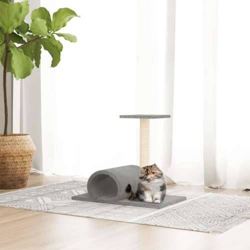 Grebalica za mačke s tunelom svjetlosiva 60 x 34,5 x 50 cm - Svjetlosiva Cijena
