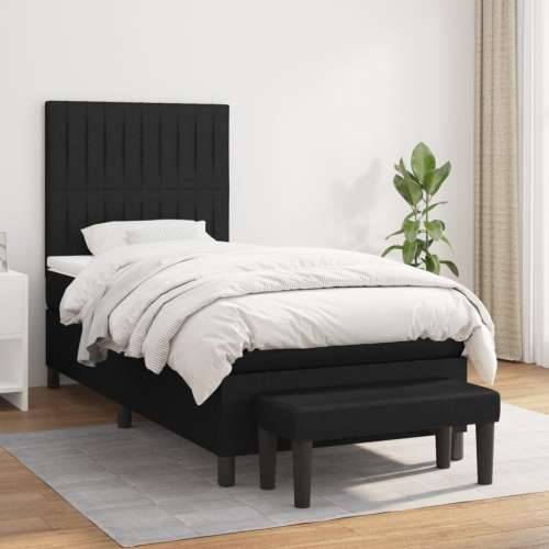 Krevet s oprugama i madracem crni 100 x 200 cm od tkanine - Crna 100 x 200 cm Okomite pruge Cijena