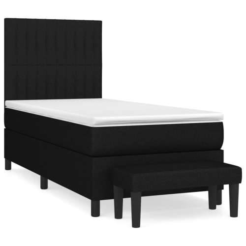Krevet s oprugama i madracem crni 100 x 200 cm od tkanine - Crna 100 x 200 cm Okomite pruge Cijena