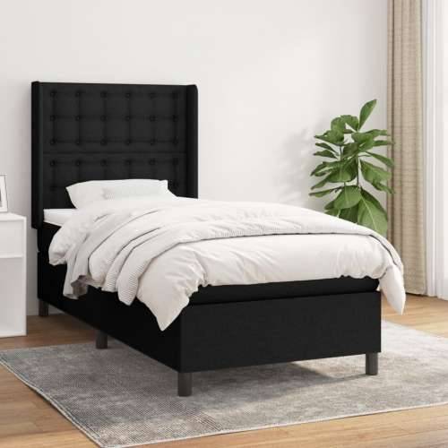 Krevet s oprugama i madracem crni 100 x 200 cm od tkanine - Crna 100 x 200 cm gumbi Cijena