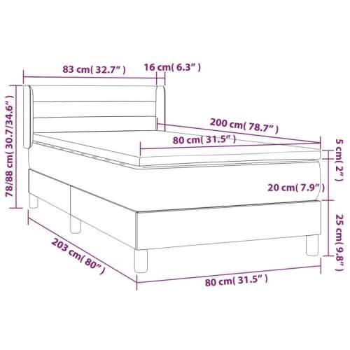 Okvir kreveta s oprugama i madrac krem 80x200 cm od tkanine Krema 80 x 200 cm vodoravne pruge Cijena