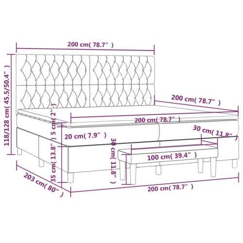 Krevet s oprugama i madracem plavi 200 x 200 cm od tkanine - Plava 200 x 200 cm Dizajn s gumbima Cijena